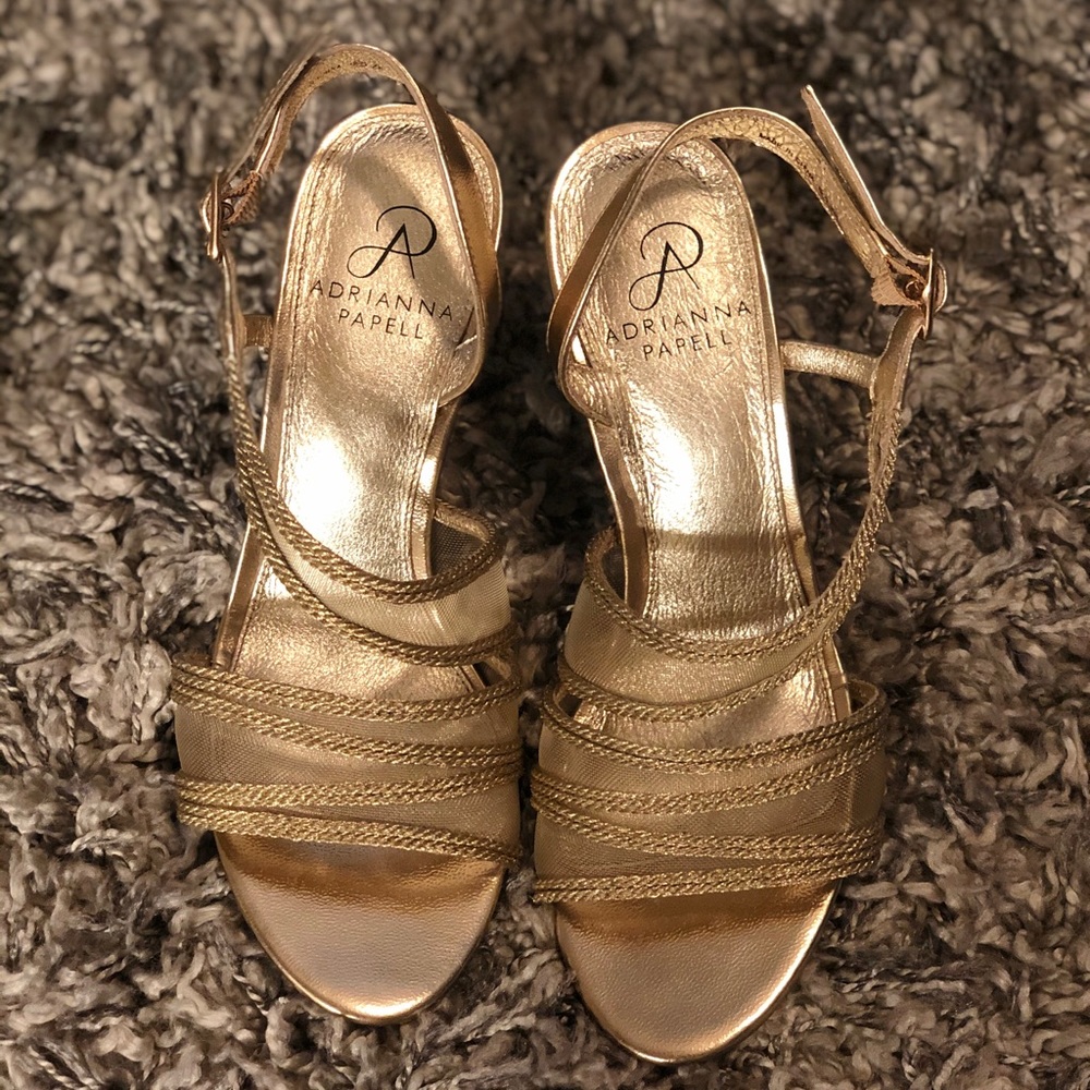Pretty Adrianna Papell Braided Gold Strappy Heel